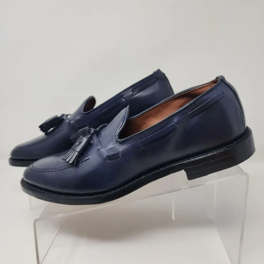 Allen Edmonds Grayson Shoes Mens Size 8 Blue Tassel Loafers Leather Dress Formal